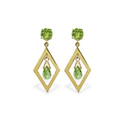 Genuine 2.4 ctw Peridot Earrings 14KT Yellow Gold - REF-39P3H