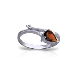 Genuine 0.83 ctw Garnet & Diamond Ring 14KT White Gold - REF-40K5V