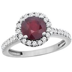 1.43 CTW Ruby & Diamond Ring 14K White Gold - REF-53H3M