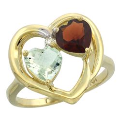 2.61 CTW Diamond, Amethyst & Garnet Ring 14K Yellow Gold - REF-33V9R