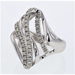 Natural 0.45 CTW Diamond Ring 18K White Gold - REF-136W8H