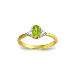 Genuine 0.46 ctw Peridot & Diamond Ring 14KT Yellow Gold - REF-22R5P