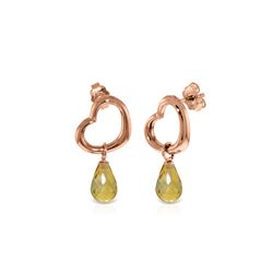 Genuine 4.5 ctw Citrine Earrings 14KT Rose Gold - REF-42F6Z