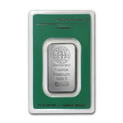 Genuine 1 oz 0.9999 Fine Platinum Bar - Argor-Heraeus