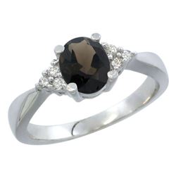 1.06 CTW Quartz & Diamond Ring 14K White Gold - REF-36M9K