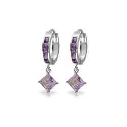 Genuine 3.8 ctw Amethyst Earrings 14KT White Gold - REF-52P9H