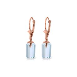 Genuine 9 ctw Blue Topaz Earrings 14KT Rose Gold - REF-25V6W