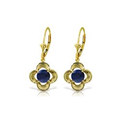 Genuine 1.10 ctw Sapphire Earrings 14KT Yellow Gold - REF-41V4W