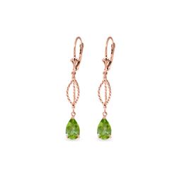 Genuine 3 ctw Peridot Earrings 14KT Rose Gold - REF-45Y5F