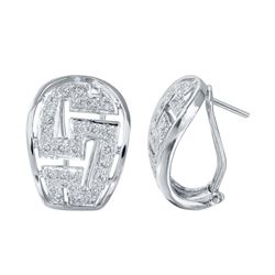 Natural 0.83 CTW Diamond Earrings 18K White Gold - REF-144W9H