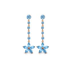 Genuine 4.8 ctw Blue Topaz Earrings 14KT Rose Gold - REF-56Z8N