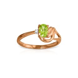 Genuine 0.46 ctw Peridot & Diamond Ring 14KT Rose Gold - REF-30F6Z