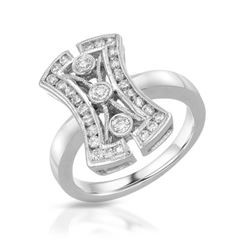 Natural 0.60 CTW Diamond Ring 14K White Gold - REF-91W8H