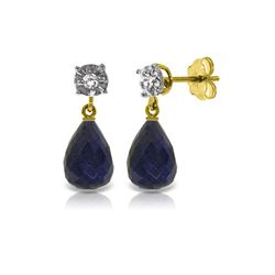 Genuine 17.66 ctw Sapphire & Diamond Earrings 14KT Yellow Gold - REF-37A4K