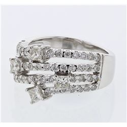 Natural 1.27 CTW Diamond & Princess Diamond Ring 18K White Gold - REF-196F2M