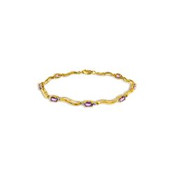 Genuine 2.16 ctw Amethyst & Diamond Bracelet 14KT Yellow Gold - REF-76Y7F