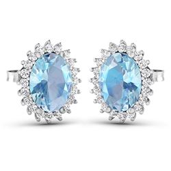 Natural 2.36 CTW Aquamarine & Diamond Earrings 14K White Gold - REF-43N3R