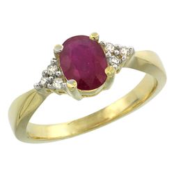 1.44 CTW Ruby & Diamond Ring 10K Yellow Gold - REF-29X4M