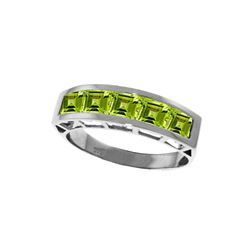 Genuine 2.25 ctw Peridot Ring 14KT White Gold - REF-54T2A