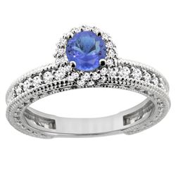 0.94 CTW Tanzanite & Diamond Ring 14K White Gold - REF-68W3F