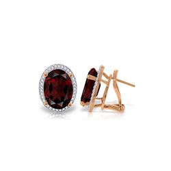 Genuine 12.46 ctw Garnet & Diamond Earrings 14KT Rose Gold - REF-130M2T