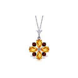 Genuine 2.43 ctw Citrine & Garnet Necklace 14KT White Gold - REF-29P7H