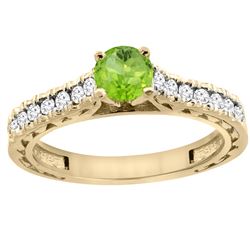 0.75 CTW Peridot & Diamond Ring 14K Yellow Gold - REF-62V3R