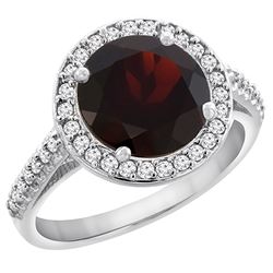 2.44 CTW Garnet & Diamond Ring 14K White Gold - REF-57R3H