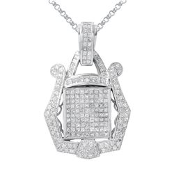 Natural 3.65 CTW Diamond & Princess Diamond Pendant 18K White Gold - REF-556W2H