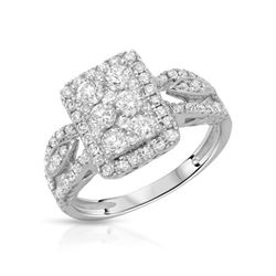 Natural 1.03 CTW Diamond Ring 14K White Gold - REF-146N7Y