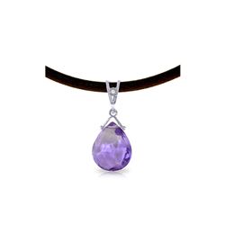 Genuine 6.51 ctw Amethyst & Diamond Necklace 14KT White Gold - REF-26F9Z