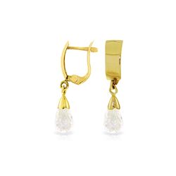 Genuine 2.5 ctw White Topaz Earrings 14KT Yellow Gold - REF-22W3Y