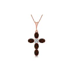 Genuine 1.88 ctw Garnet & Diamond Necklace 14KT Rose Gold - REF-39V8W