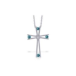 Genuine 0.43 ctw Blue Topaz & Diamond Necklace 14KT White Gold - REF-76W7Y