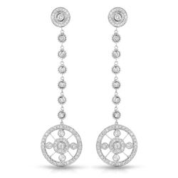 Natural 1.37 CTW Diamond Earrings 18K White Gold - REF-212K4R