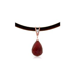 Genuine 15.51 ctw Ruby & Diamond Necklace 14KT Rose Gold - REF-30W2Y