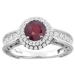 1.55 CTW Ruby & Diamond Ring 14K White Gold - REF-92M4A