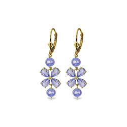 Genuine 5.32 ctw Tanzanite Earrings 14KT Yellow Gold - REF-75Y2F