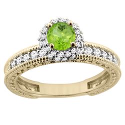 0.80 CTW Peridot & Diamond Ring 14K Yellow Gold - REF-65M8K