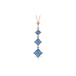 Genuine 2.4 ctw Blue Topaz Necklace 14KT Rose Gold - REF-20F4Z