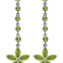 Genuine 4.8 ctw Peridot Earrings 14KT White Gold - REF-56T8A