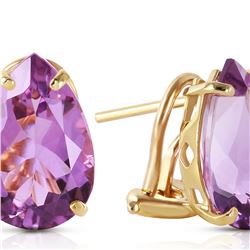 Genuine 10 ctw Amethyst Earrings 14KT Yellow Gold - REF-50K7V