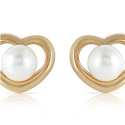 Genuine 4 ctw Pearl Earrings 14KT Yellow Gold - REF-40K7V