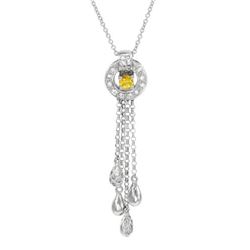 Natural 0.46 CTW Yellow Sapphire & Diamond Necklace 14K White Gold - REF-47N7Y