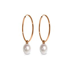 Genuine 8 ctw Pearl Earrings 14KT Rose Gold - REF-23H2X