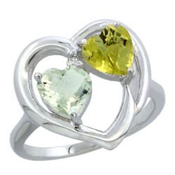 2.61 CTW Diamond, Amethyst & Lemon Quartz Ring 10K White Gold - REF-23W5F