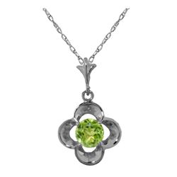 Genuine 0.55 ctw Peridot Necklace 14KT White Gold - REF-23F6Z