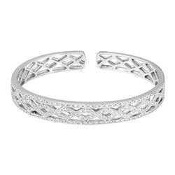 Natural 1.14 CTW Diamond Bangle 14K White Gold - REF-245W7H