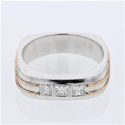 Natural 0.49 CTW Princess Diamond Ring 14K Two Tone Yellow Gold - REF-204W3H