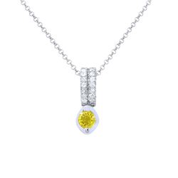 Natural 0.47 CTW Yellow Sapphire & Diamond Necklace 18K White Gold - REF-44T3X